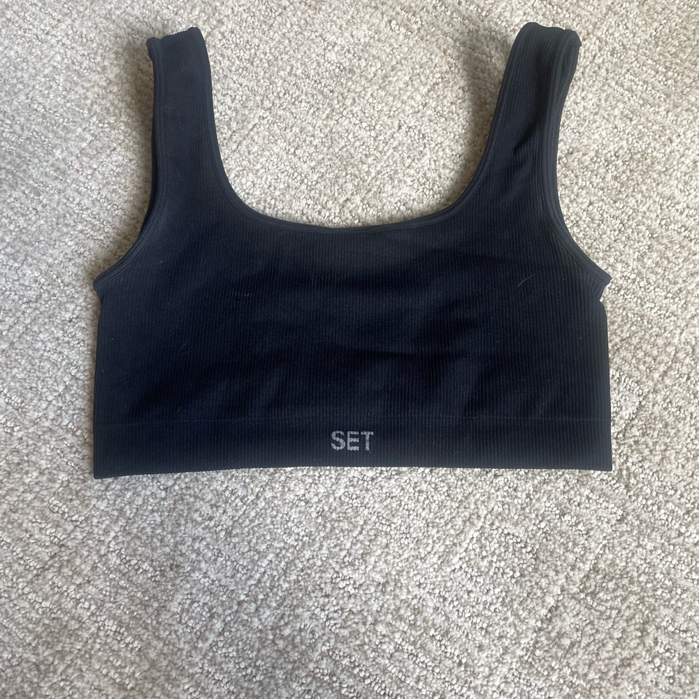 SET Active Black Ribbed Sports Bra